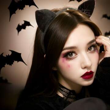 Lifemajic 3 pcs Cat Costume Halloween Accessory Set for Women - Cat Ears Headband, Tail, and Bowtie - Fancy Animal Cosplay (Black Cat)