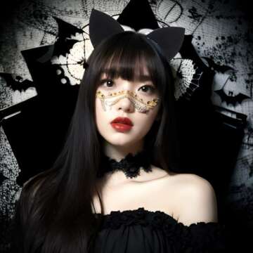 Lifemajic 3 pcs Cat Costume Halloween Accessory Set for Women - Cat Ears Headband, Tail, and Bowtie - Fancy Animal Cosplay (Black Cat)