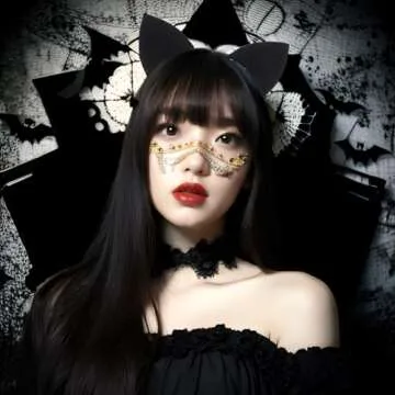 Lifemajic 3 pcs Cat Costume Halloween Accessory Set for Women - Cat Ears Headband, Tail, and Bowtie - Fancy Animal Cosplay (Black Cat)