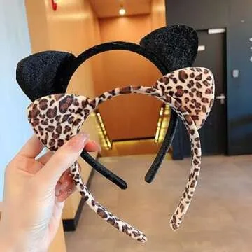 Lifemajic 3 pcs Cat Costume Halloween Accessory Set for Women - Cat Ears Headband, Tail, and Bowtie - Fancy Animal Cosplay (Black Cat)