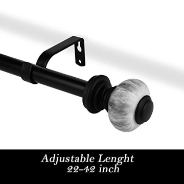 Knobelite Decorative Curtain Rod - Adjustable 22-42 inches