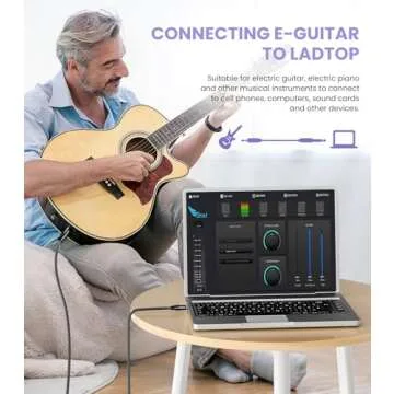 tisino 1/4 Mono to 1/8 Stereo Cable, 3.5mm TRS Stereo to 1/4 inch TS Mono Interconnect Cable (Mono to Stereo Adapter) - 3 feet