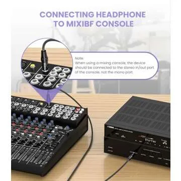 tisino 1/4 Mono to 1/8 Stereo Cable, 3.5mm TRS Stereo to 1/4 inch TS Mono Interconnect Cable (Mono to Stereo Adapter) - 3 feet