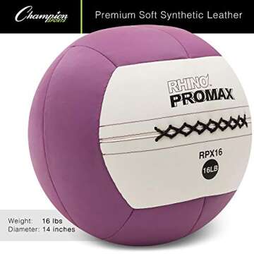 Champion Sports RPX16 Rhino Promax Slam Balls, 16 lb, Soft Shell with Non-Slip Grip, Medicine Wall E...