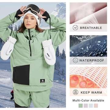 SNOWVERB Womens Mens Insulated Waterproof Snowboarding Mountain Jackets with Hood Skiing Coat Snowboard Winter Ski Jacket