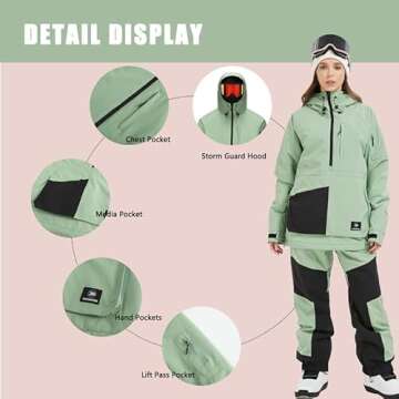 SNOWVERB Womens Mens Insulated Waterproof Snowboarding Mountain Jackets with Hood Skiing Coat Snowboard Winter Ski Jacket