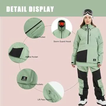 SNOWVERB Womens Mens Insulated Waterproof Snowboarding Mountain Jackets with Hood Skiing Coat Snowboard Winter Ski Jacket