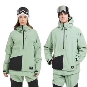 SNOWVERB Womens Mens Insulated Waterproof Snowboarding Mountain Jackets with Hood Skiing Coat Snowboard Winter Ski Jacket