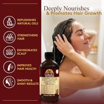 OKAY | Extra Dark 100% Natural Black Jamaican Castor Oil | For All Hair Textures & Skin Types | Grow...