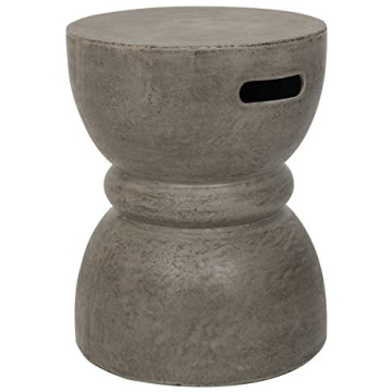Modern Dark Grey Concrete Round Accent Table by SAFAVIEH
