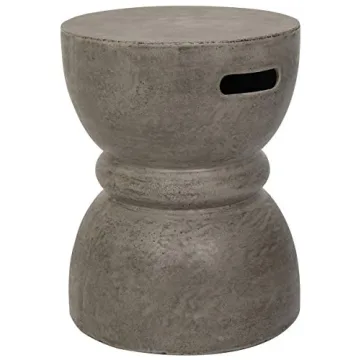 SAFAVIEH Outdoor Collection Haruki Modern Dark Grey Concrete Round Accent Table (Fully Assembled)