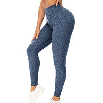 YEOREO Women Seamless Camo Animal Leggings High Waisted Gym Yoga Pants Grey S