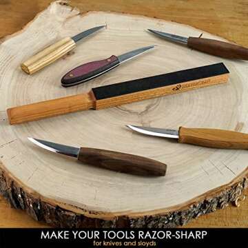 BeaverCraft Leather Strop for Knife Sharpening with Polishing Compound - Multipurpose Paddle Strop K...