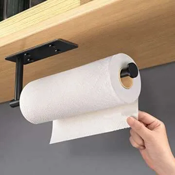 VAEHOLD Self Adhesive Paper Towel Holder Under Cabinet Mount, Wall Mounted Paper Towel Roll Holder w...