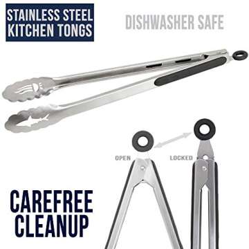 Heavy Duty BBQ Tongs - 15 & 17 Inch Stainless Steel Set