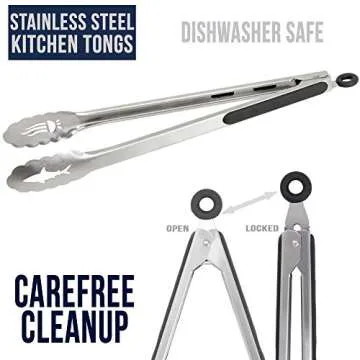 Heavy Duty BBQ Tongs - 15 & 17 Inch Stainless Steel Set