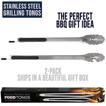 Heavy Duty BBQ Tongs - 15 & 17 Inch Stainless Steel Set