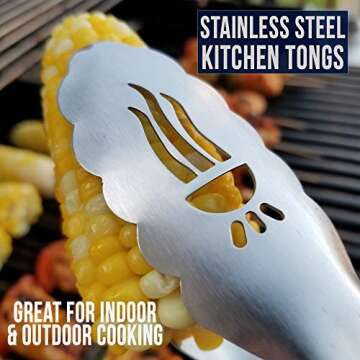 Heavy Duty BBQ Tongs - 15 & 17 Inch Stainless Steel Set