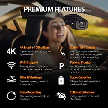 Rexing V1PGW-4K Dual Channel Dash Cam with GPS & Wi-Fi