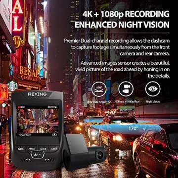 Rexing V1PGW-4K Dual Channel Dash Cam with GPS & Wi-Fi