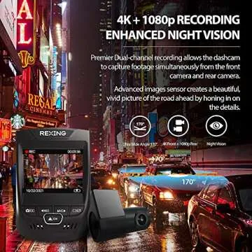 Rexing V1PGW-4K Dual Channel Dash Cam with GPS & Wi-Fi