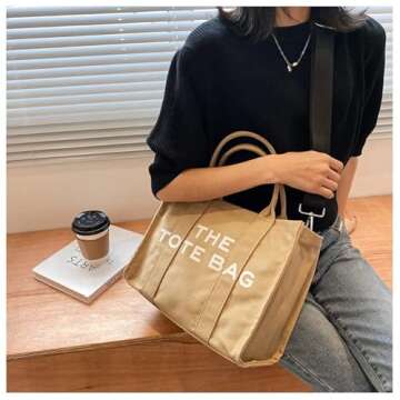 LMKIDS Khaki Multi-Functional Canvas Tote Bag for Women