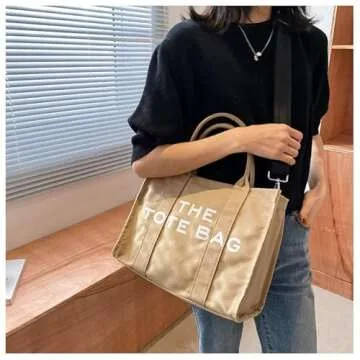 LMKIDS Khaki Multi-Functional Canvas Tote Bag for Women