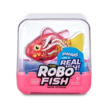 Robo Alive Robo Fish Series 2 (Hot Pink + Pink 2 Pack) by ZURU Robotic Swimming Fish Water Activated, Changes Color, Comes with Batteries, Amazon Exclusive,Multi,7165H