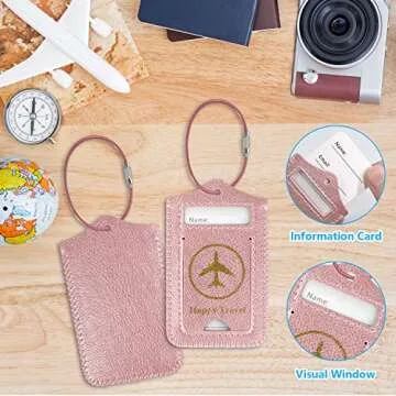 ACdream Luggage Tags 2 Pack, Colorful Leather Suitcase Identifiers for All