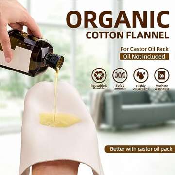 Organic Cotton Flannel Unbleached Wool for Castor Oil Pack - 2Pcs Set | Mess-Free & Reusable | Sooth...