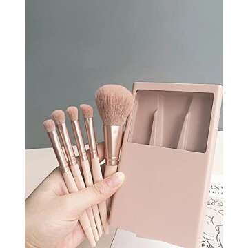 Travel Size Makeup Brushes Set, Easy-taken Mini Makeup Brush Set with Case and Mirror, Small Complet...