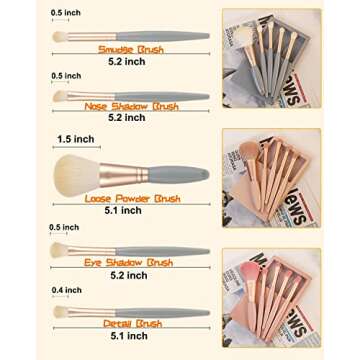 Travel Size Makeup Brushes Set, Easy-taken Mini Makeup Brush Set with Case and Mirror, Small Complete Function Cosmetic Brushes Kit Perfect for On The Go (Apricot)