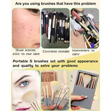 Travel Size Makeup Brushes Set, Easy-taken Mini Makeup Brush Set with Case and Mirror, Small Complete Function Cosmetic Brushes Kit Perfect for On The Go (Apricot)