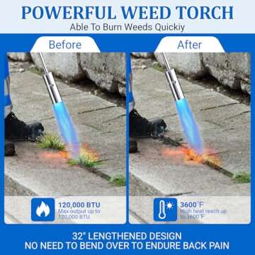 Powerful 120,000 BTU Weed Torch Burner for Easy Weeding