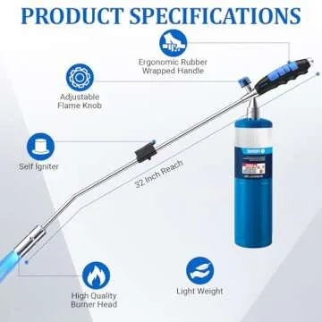 Powerful 120,000 BTU Weed Torch Burner for Easy Weeding