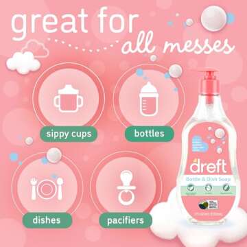 DREFT Bottle and Dish Soap | Made to Clean Baby Bottles, Sippy Cups, Pacifiers, Breast Pumps, & More | Gently Removes Milk Film & Odors | Plant Based, Fragrance Free Dish Soap | 18 Fl Oz (Pack of 3)