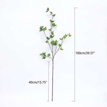 JAROWN Artificial Tree Branches with Leaves for Decoration Faux Twig Bendable 5pcs 39.37 Inches