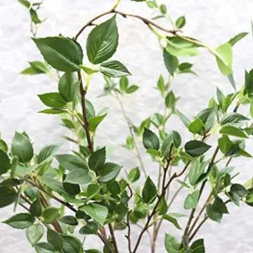 JAROWN Artificial Tree Branches with Leaves for Decoration Faux Twig Bendable 5pcs 39.37 Inches