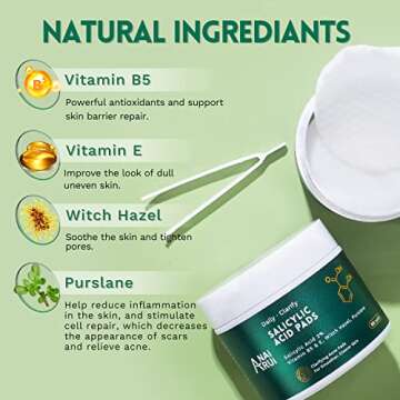 ANAI RUI 2% Salicylic Acid Pads - Acne Cleansing Wipes, 80 Count