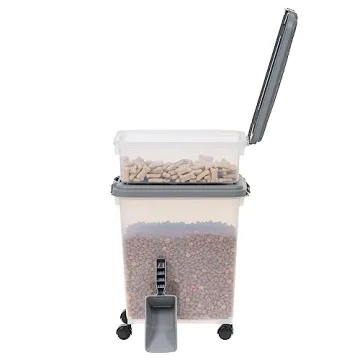 Amazon Basics 3-Piece Airtight Dog Food Storage Container Combo with Scoop, 33 QT + 12 QT