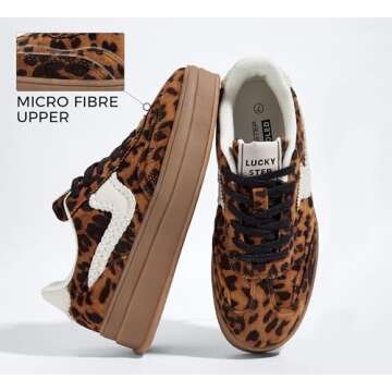 LUCKY STEP Women's Platform Fashion Sneakers Thick Sole Suede Genuine Leather Classic Rubber Gum Sol...