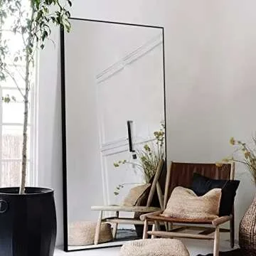 NeuType Full Length Mirror, Large 71"x32" Black Aluminum Frame, Scatterproof Shatterproof Glass, Wall Mountable, Home Gym