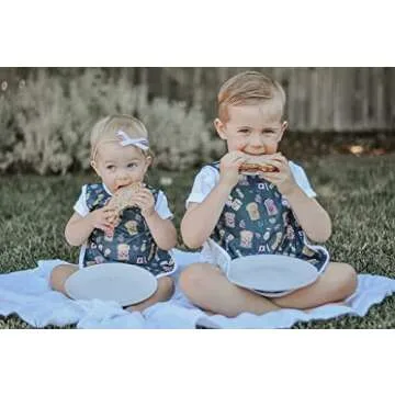 BapronBaby PBJ Pals Bapron - No Neck Tie Safer Bib for Baby & Toddler - Soft Waterproof Stain Resistant - Machine Washable - Sz Preschool 3-5yrs