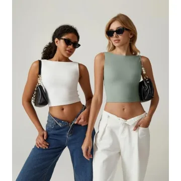 Stylish QINSEN Open Back Cropped Tank for Every Occasion
