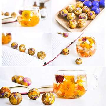 Natural Herbal Flowinging Tea Gift Box Organic Blooming Flower Tea Balls Kit Handmade Press Art Teas...