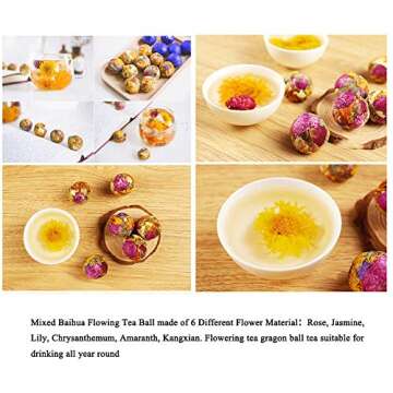 Natural Herbal Flowinging Tea Gift Box Organic Blooming Flower Tea Balls Kit Handmade Press Art Teas Ball- 10 Mixed Flowering Tea Single Pack