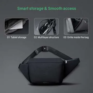 KORIN Anti-Cut Sling Bag for Men Women Waterproof Chest Bag Daypack Crossbody Backpack fit 9.7 Ipad for Travel Sport Hiking