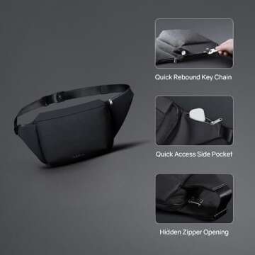 KORIN Anti-Cut Sling Bag for Men Women Waterproof Chest Bag Daypack Crossbody Backpack fit 9.7 Ipad for Travel Sport Hiking