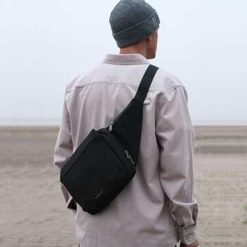 KORIN Anti-Cut Sling Bag for Men Women Waterproof Chest Bag Daypack Crossbody Backpack fit 9.7 Ipad for Travel Sport Hiking