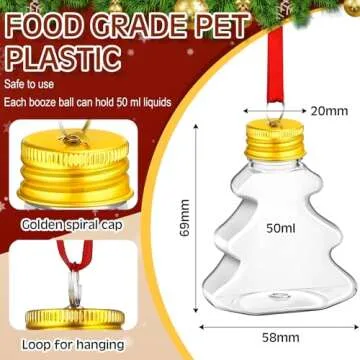 Patelai 18 Pcs Christmas Drink Balls Shot Glass Ornament Plastic Fillable Christmas Tree Ornaments Clear Xmas Water Bottle Bulbs for Holiday Party Decoration Indoor Outdoor(Xmas Tree)
